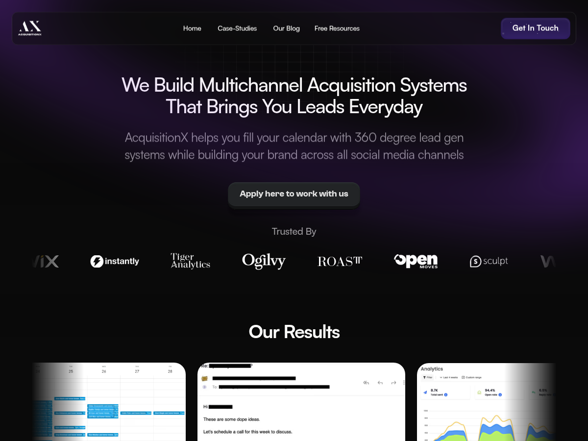 AcquisitionX, screenshot