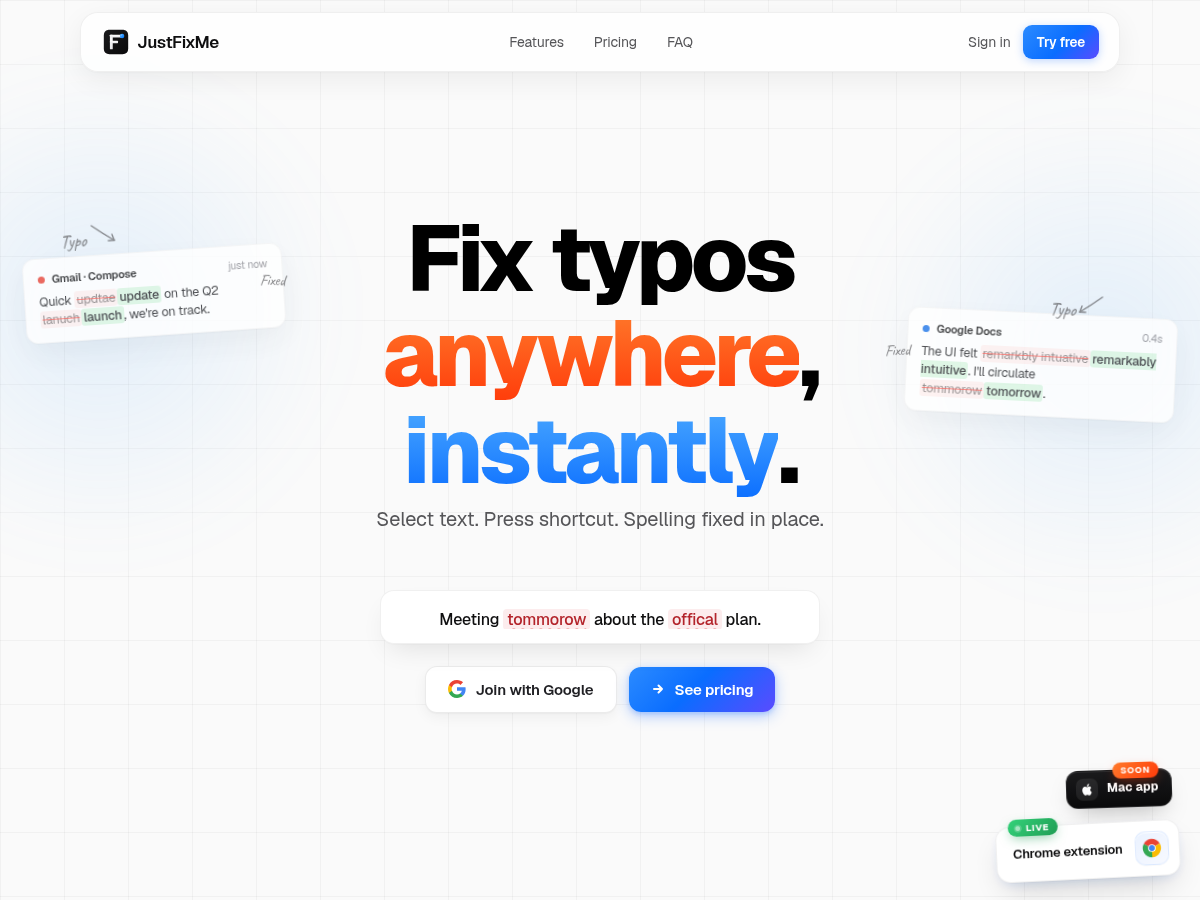 JustFixMe, screenshot